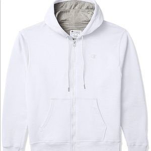 White Champion Zip Up Hoodie